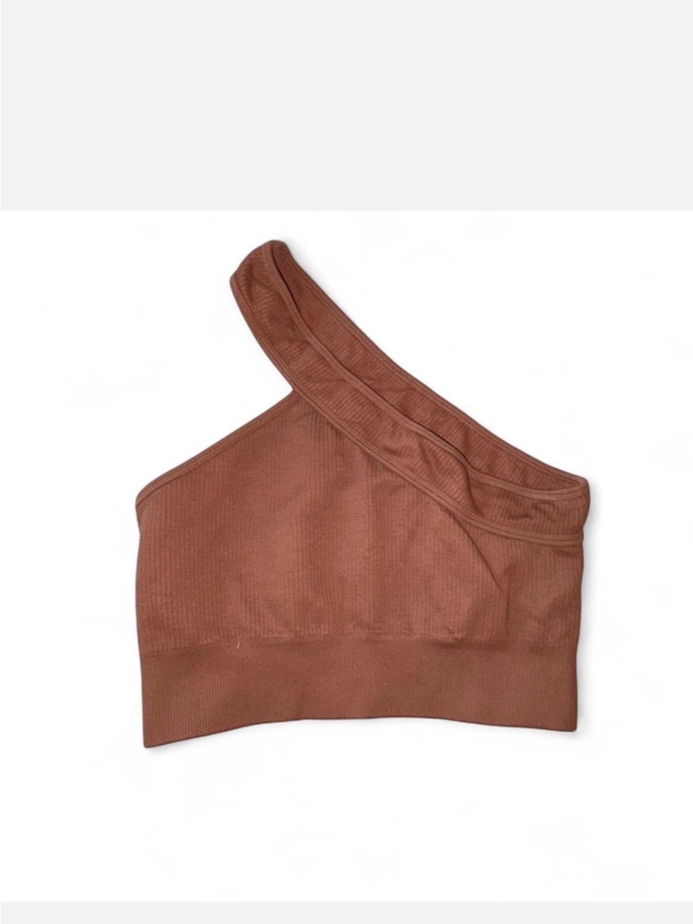 Asymmetric One-Shoulder Ribbed Crop Top - Copper